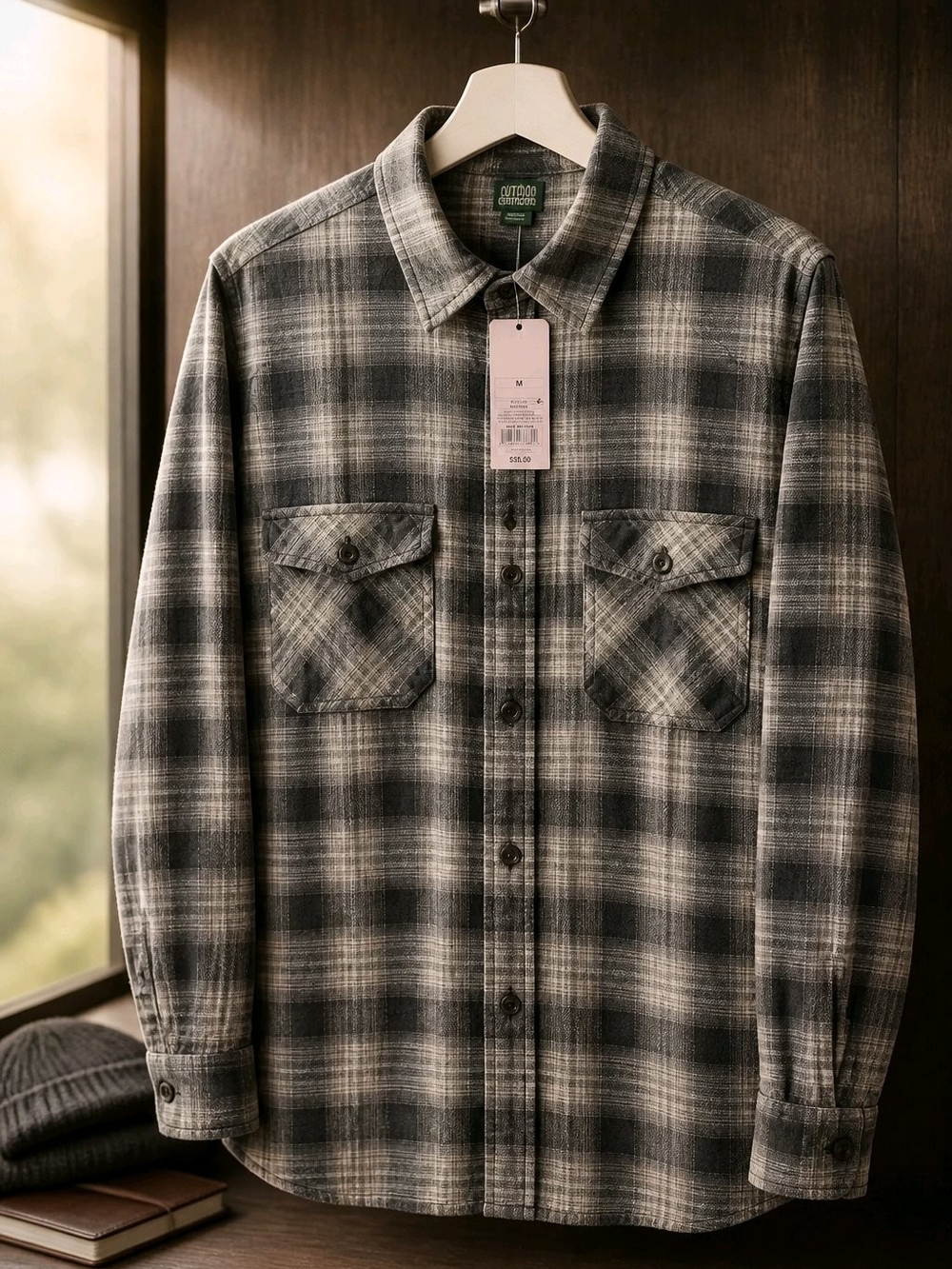wild fable Gray Plaid Button-Front Shirt